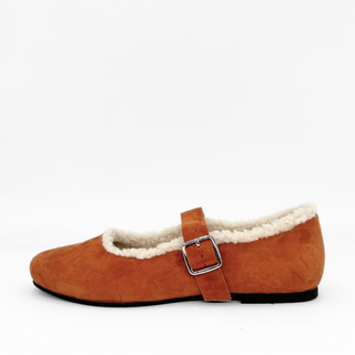 Elka Shearling-Lined Mary Jane Flats