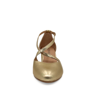Oren Metallic Cross-Strap Block Heel Pumps